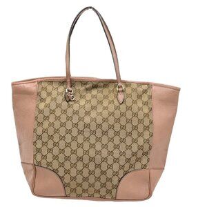 GUCCI GG Pattern Bree Shoulder Bag Canvas Leather Pink Beige GHW Italy 32DA226